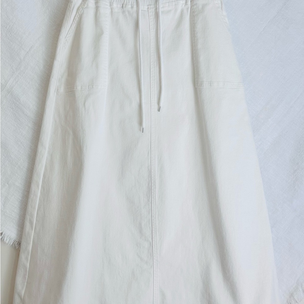 Ami White Maxi A-Line Drawstring Skirt